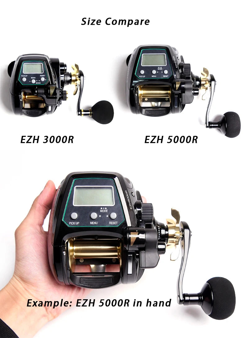 ECOODA-EZH 3000 Electric Fishing Reel, Offshore Boat Jigging Reel, 15kg Drag Power, Saltwater