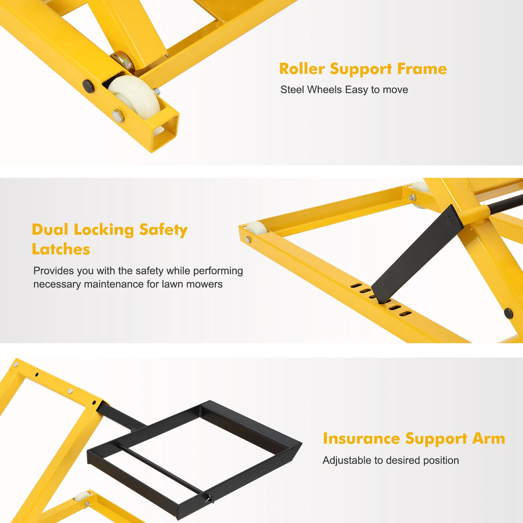 26 Inches Lawn Mower Lift Lawn Mower Lift with Hydraulic Jack Welded Solid Steel Construction Weight Capacity 500 LBS for Riding