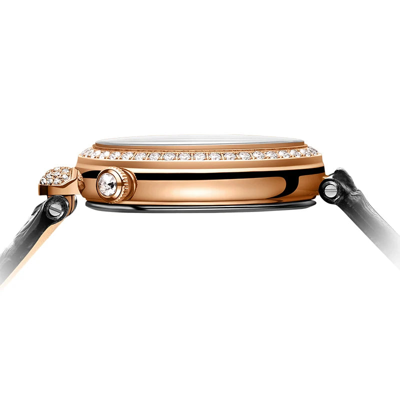 DITALING Women Luxury Watch Ladies Watches Vintage Quartz Wristwatch 30M Waterproof Skeleton Water Drop Shape Case Crystal Bezel