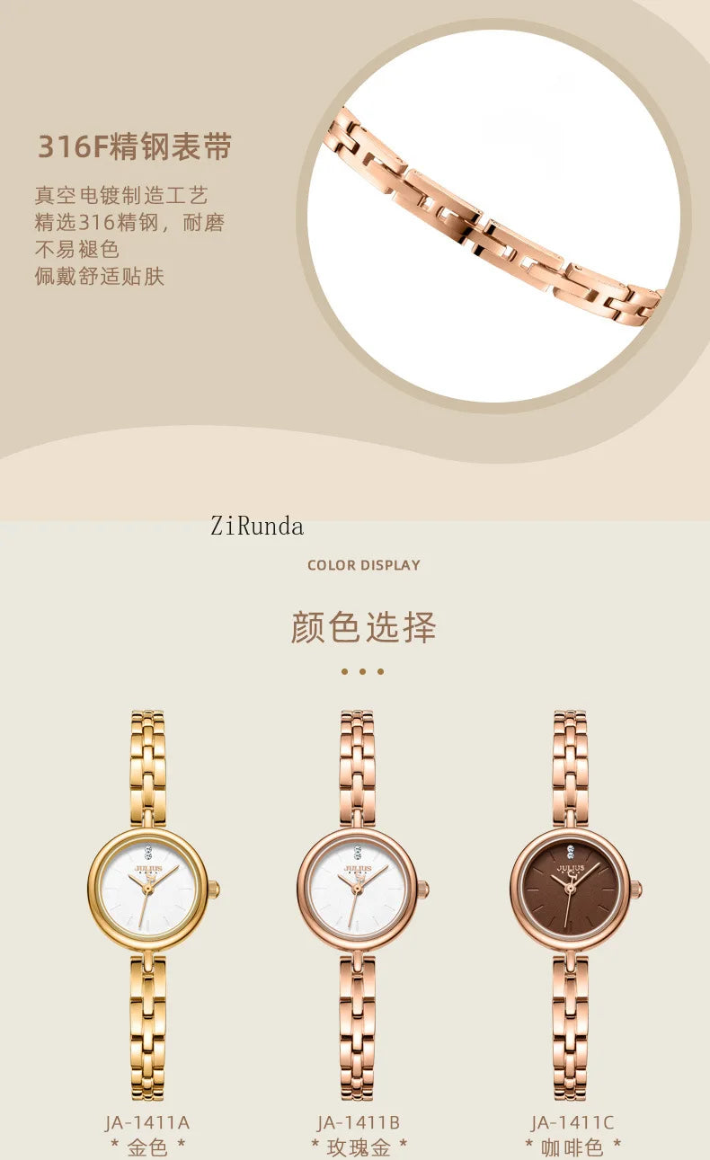 Ladies watch simple temperament luxury steel belt round waterproof quartz watch