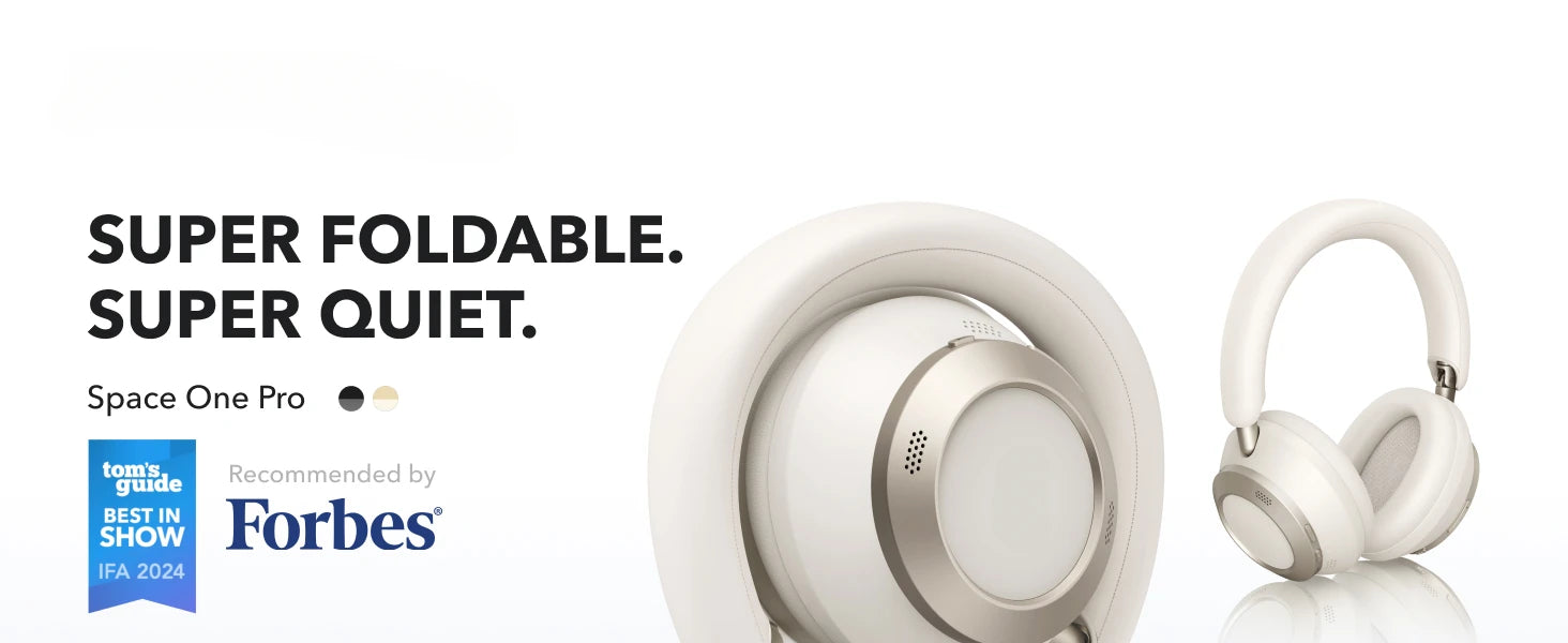 Adaptive Active Noise Cancelling Headphones Driven by 6 Mics, Super Foldable Design, 60H Lossless Audio, Ultra-Fast Charging