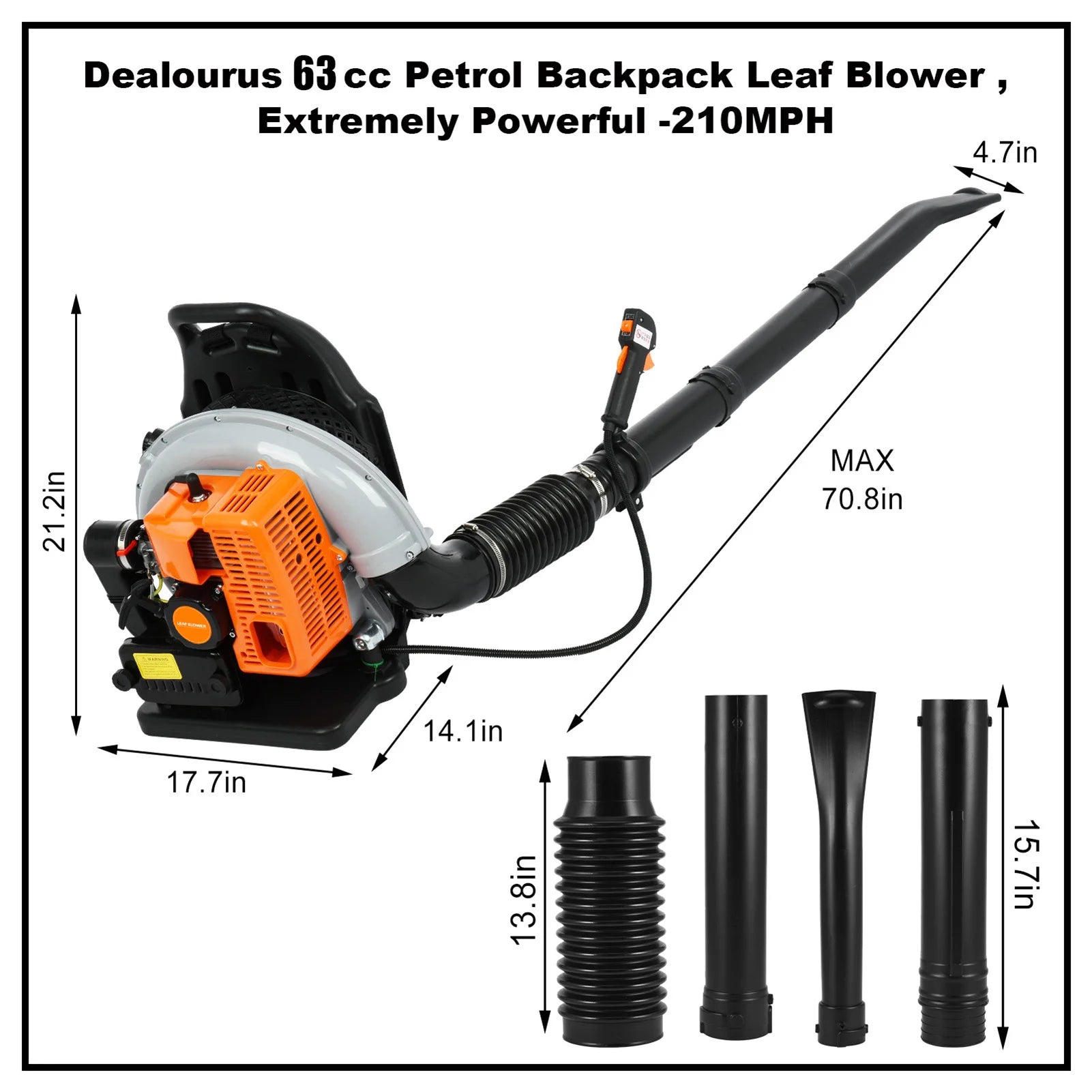 Gas Powered Leaf Blower 2-Stroke Engine Air Volume Handheld Blower Powerful Wind Snow Blower for Lawn Garden