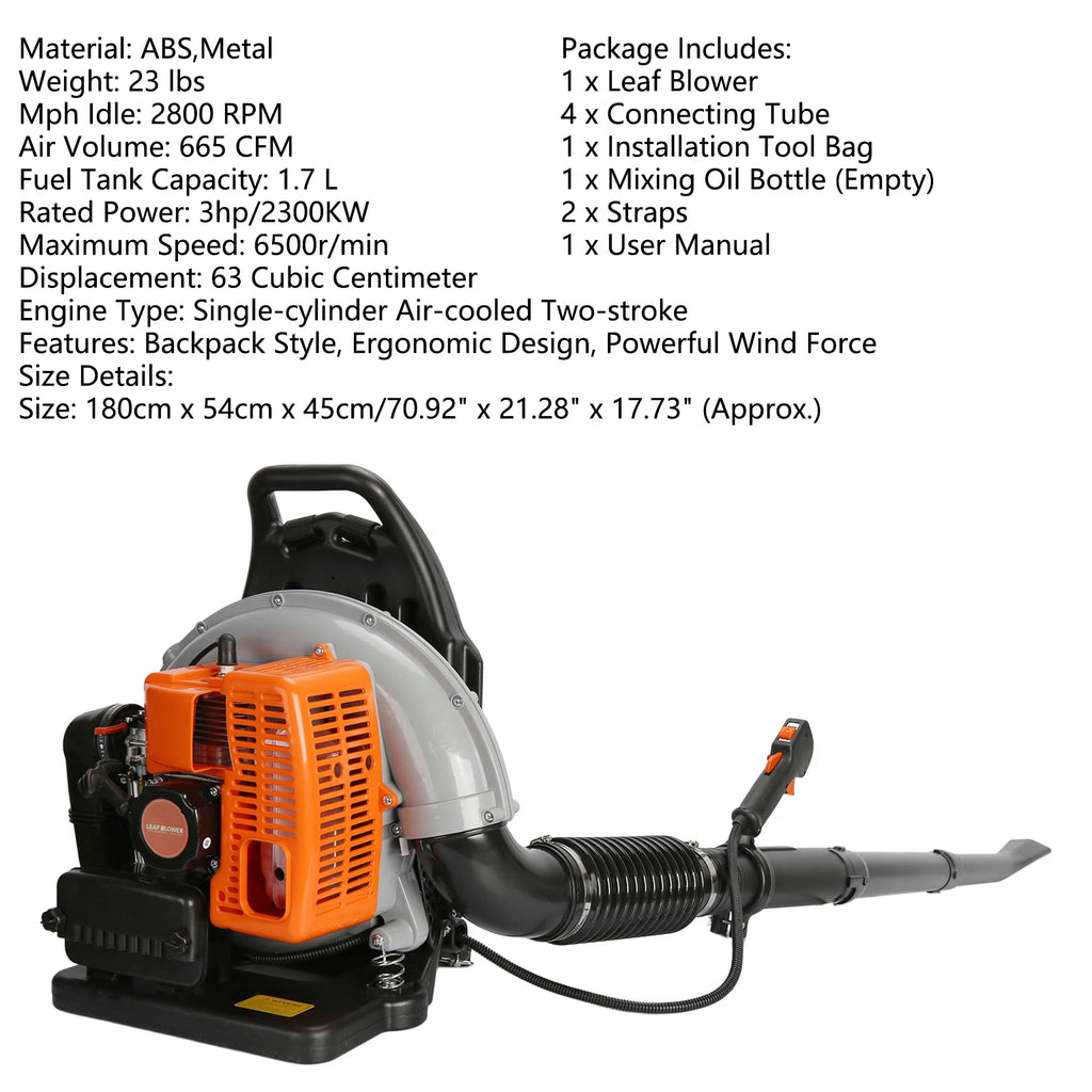 Gas Powered Leaf Blower 2-Stroke Engine Air Volume Handheld Blower Powerful Wind Snow Blower for Lawn Garden