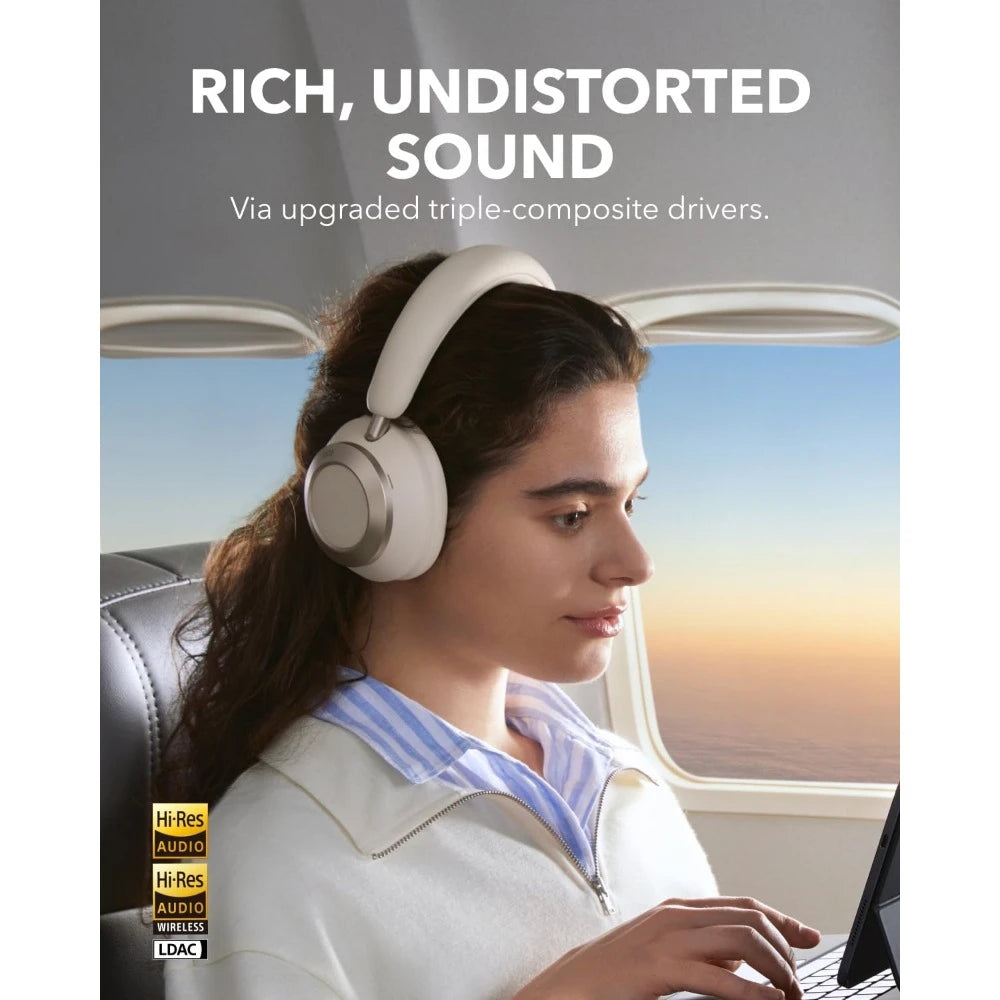 Adaptive Active Noise Cancelling Headphones Driven by 6 Mics, Super Foldable Design, 60H Lossless Audio, Ultra-Fast Charging