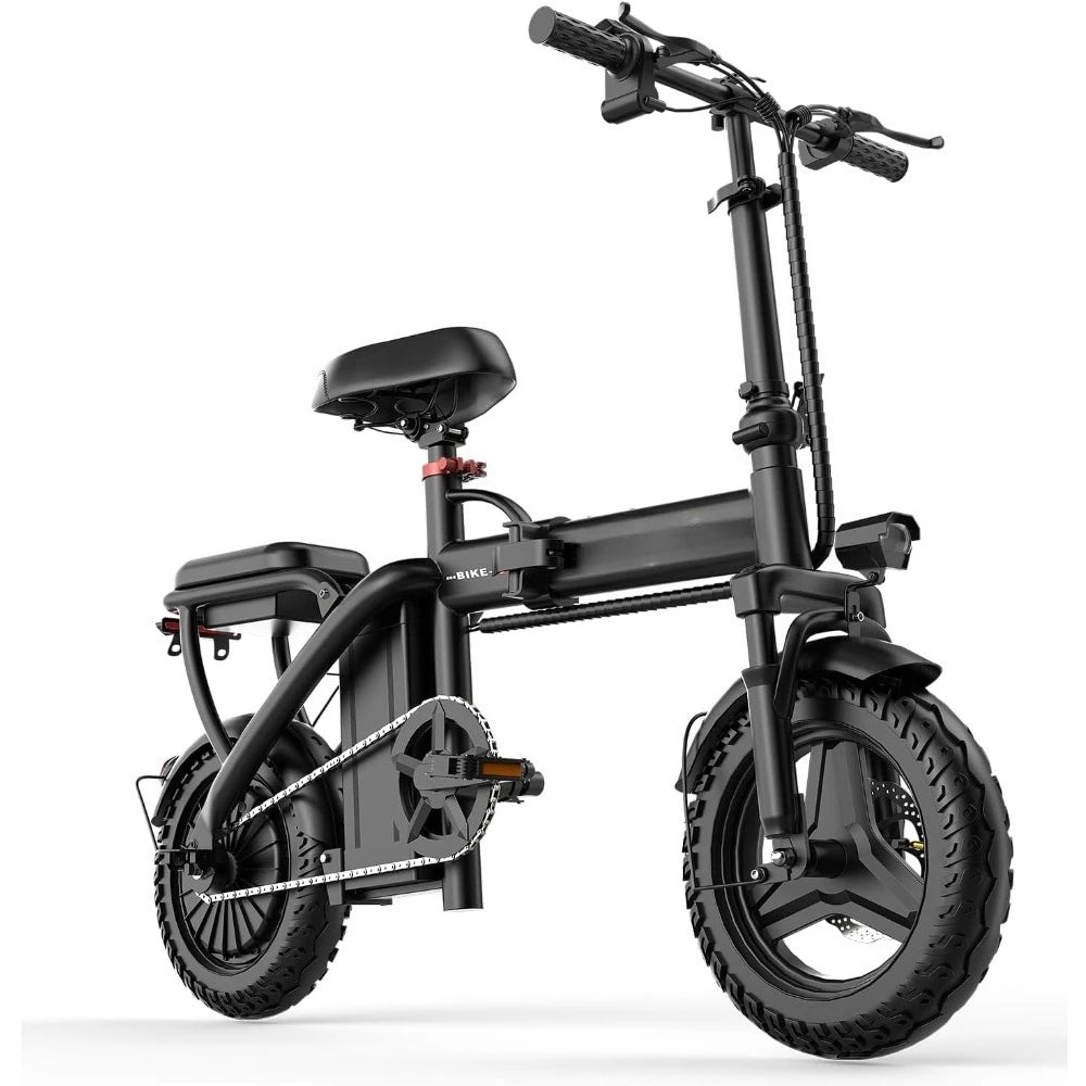 Electric Bike for Adults 1200W Peak Motor, 20MPH Folding Electric Bike, 45 Miles Long Range, 14" Mini Ebike Pedal Assist