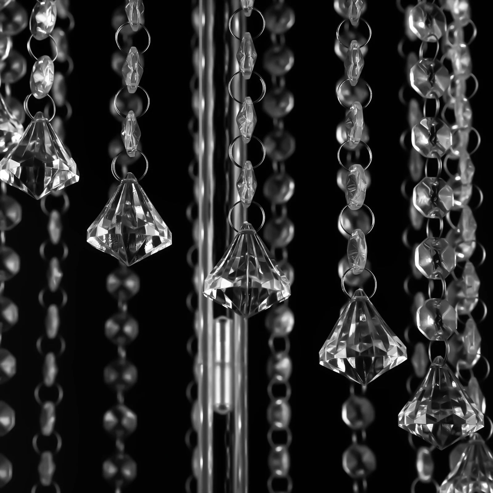 10Pcs Acrylic Crystal Flower Stand Clear Flower Vase 7.9*7.9*23.6in Hanging Beads Centerpieces Elegant Table Decor Flower Holder