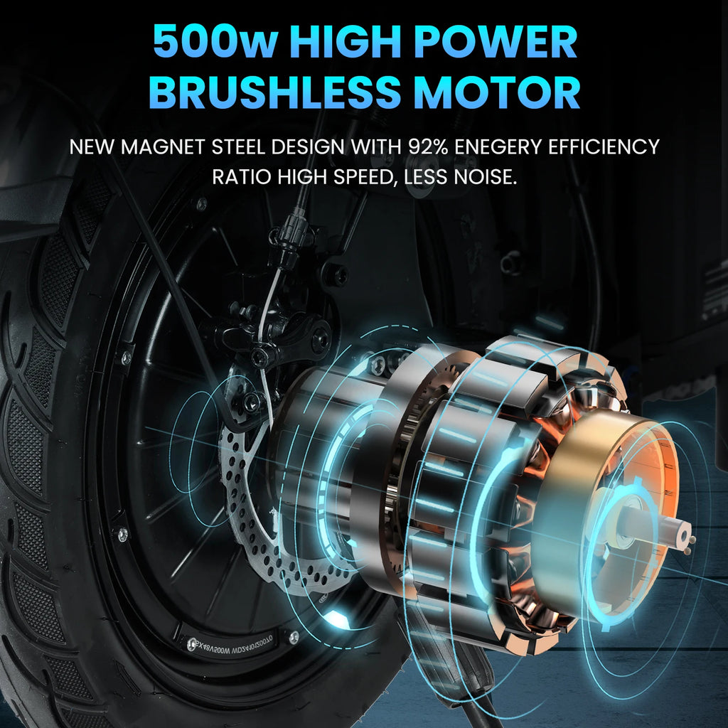 48V/500W Disc Brake Adult Foldable Electric Bicycle 14inch Tubeless Tire 20mile/h Max Speed Fit Riders Up To 70 Inches In Height