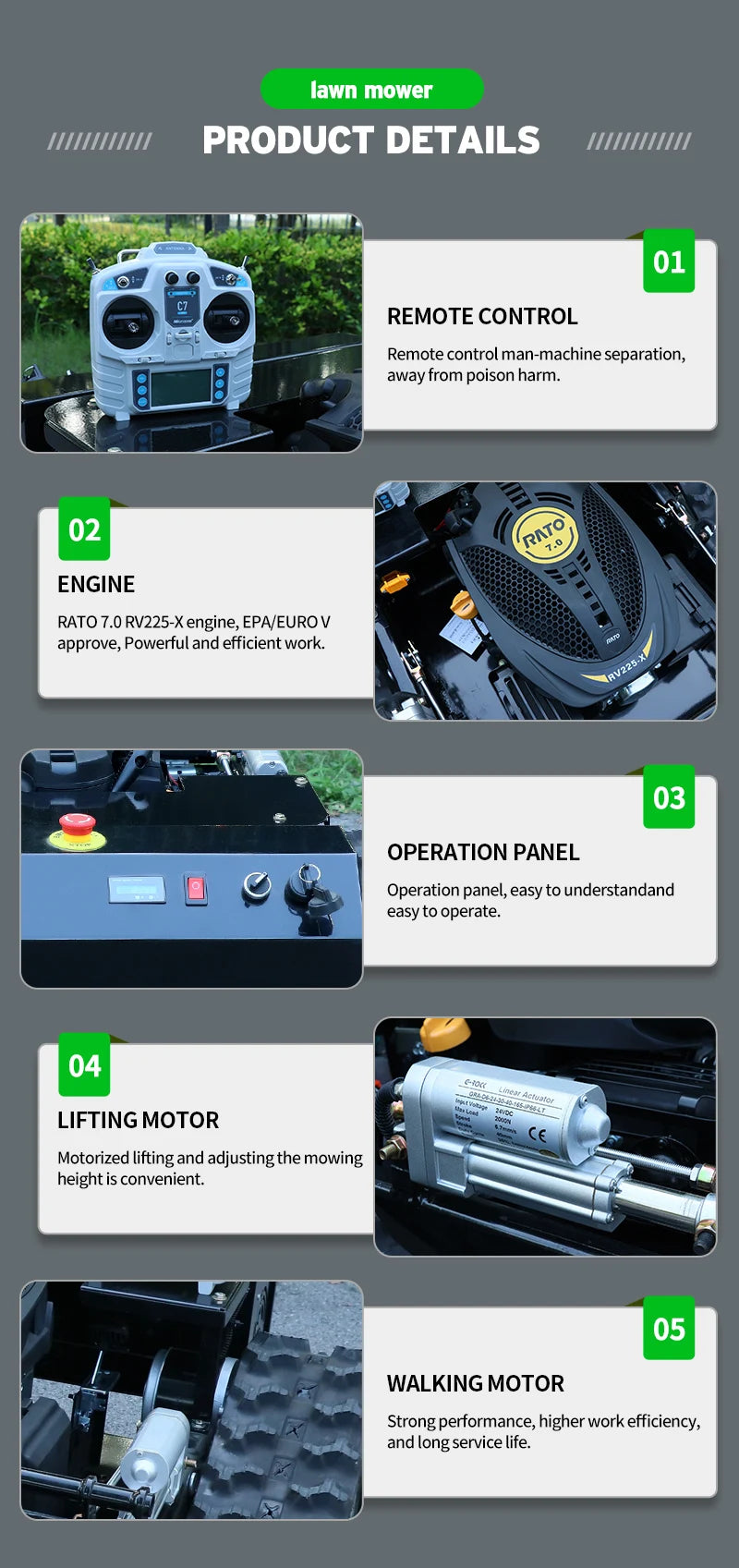Customized CE/EPA  Self Propelled Lawn Mower Automatic Zero Turn Remote Control Robot Garden Grass Lawn Mower