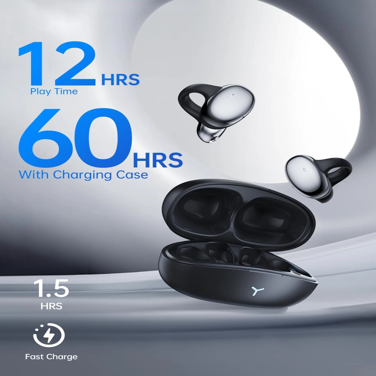 Clip-On Earbuds Open Ear Headphones Wireless Bluetooth Ear Buds -in Microphone, Lightweight Comfort, Stable Fit Earphones for Ru