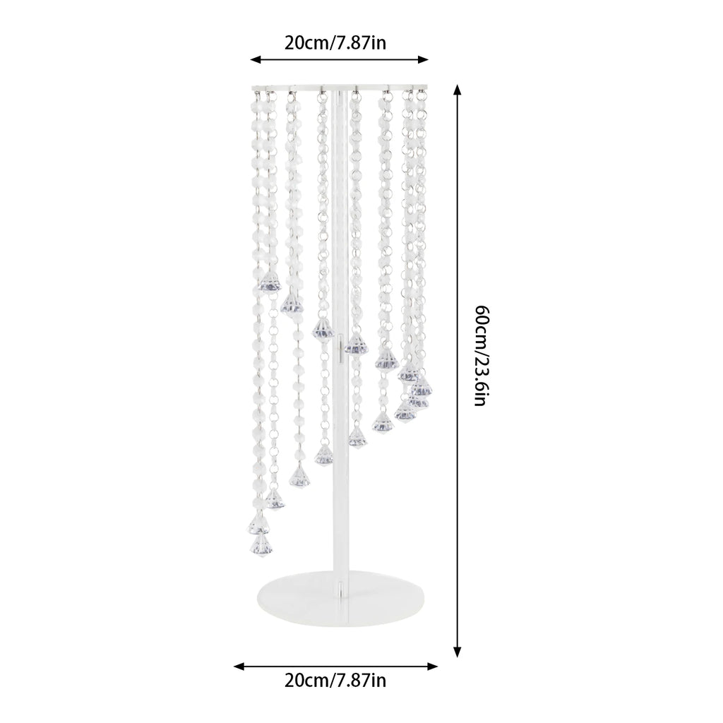 10Pcs Acrylic Crystal Flower Stand Clear Flower Vase 7.9*7.9*23.6in Hanging Beads Centerpieces Elegant Table Decor Flower Holder