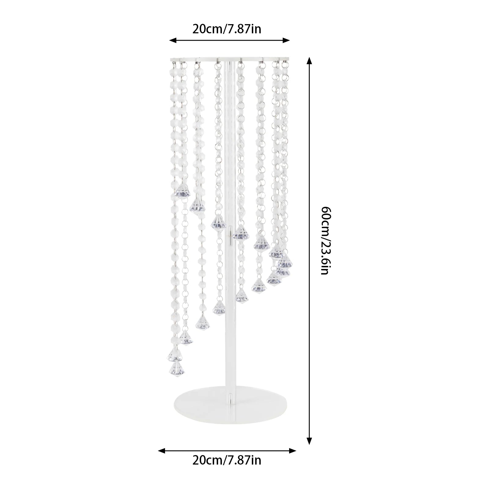 10Pcs Acrylic Crystal Flower Stand Clear Flower Vase 7.9*7.9*23.6in Hanging Beads Centerpieces Elegant Table Decor Flower Holder