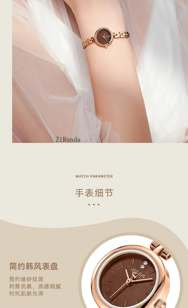 Ladies watch simple temperament luxury steel belt round waterproof quartz watch