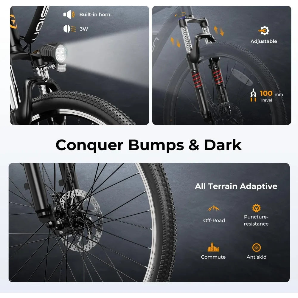 Popular - EB5 Electric Bike for Adults with Peak 750W Brushless Motor, 40Miles 20MPH Commuting Electric Mountain Bike