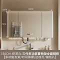 Nordic Luxury Smart Bathroom Mirror Cabinet Wall-mounted LED Light Anti-fog Bathroom Mirror Simple Bathroom Furniture FYBC
