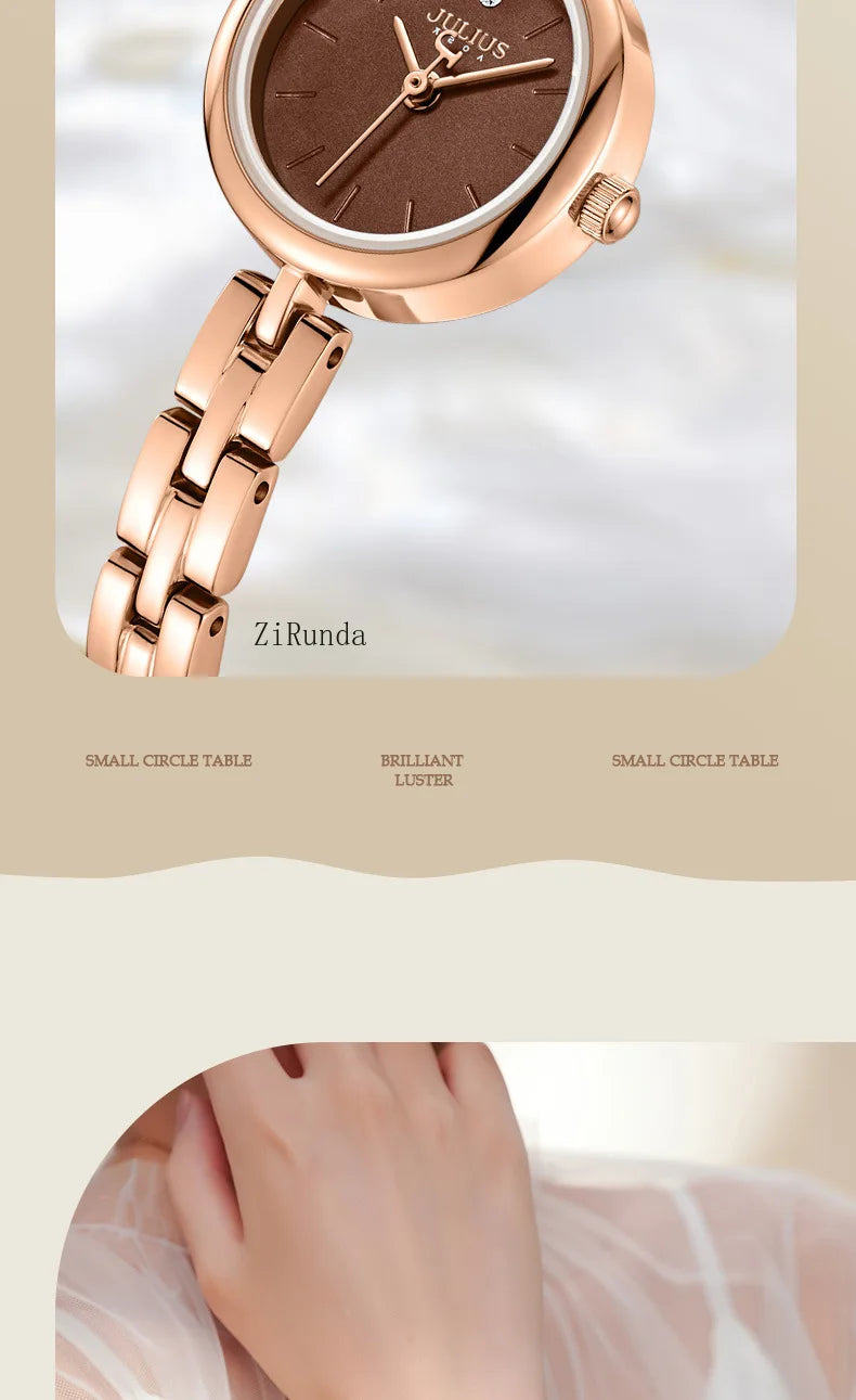 Ladies watch simple temperament luxury steel belt round waterproof quartz watch