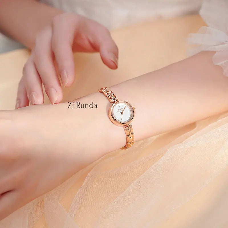 Ladies watch simple temperament luxury steel belt round waterproof quartz watch